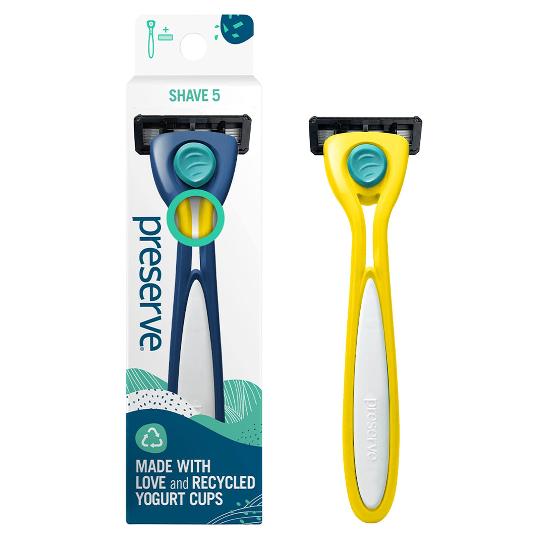 Sunshine Yellow: Shave 5 Five Blade Refillable Razor, Made From Recycled Materials, Sunshine Yellow