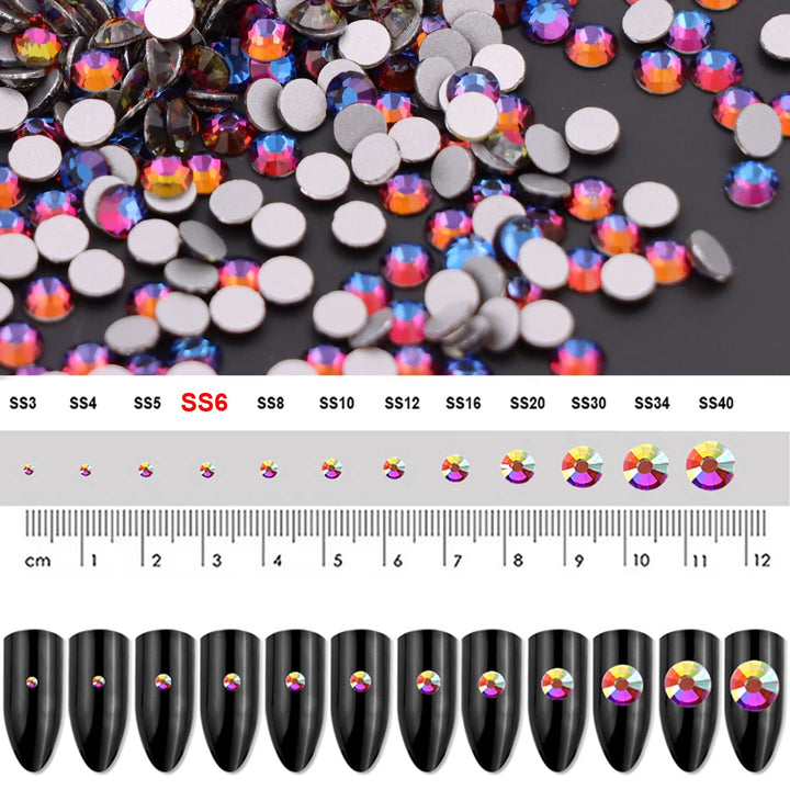 1440 Pieces SS6 Flatback Rhinestones, 2MM Flatback Nail Crystal Rhinestones for Craft Nails Dance Costumes, Non Hotfix Rhinestones (SS6 / 2MM, Blue Moonlight)