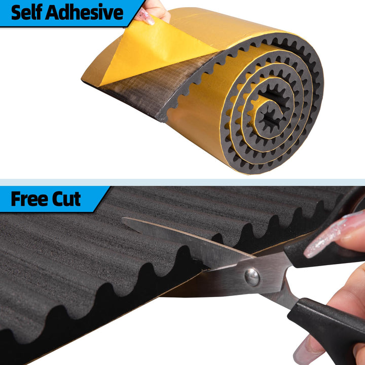 Ultra Thick Garage Wall Protector, 79L x 8W. 3/5 Thick Self-Adhesive Car Door Protector, Anti-Collision Wavy-Mat Wall Padding, Car Door Edge Guards, Wall Bumper Guards, Garage Parking Aid