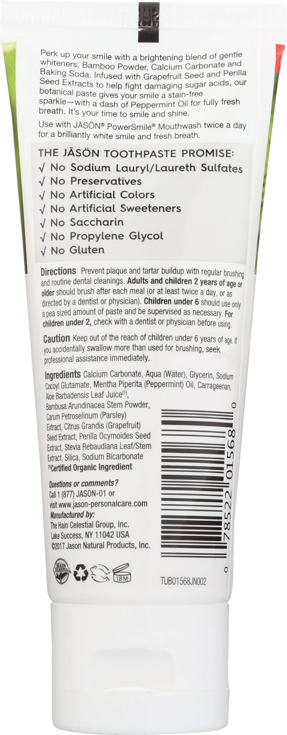 Jason Powersmile Whitening Fluoride-Free Toothpaste, Powerful Peppermint, Travel Size, 3 Oz