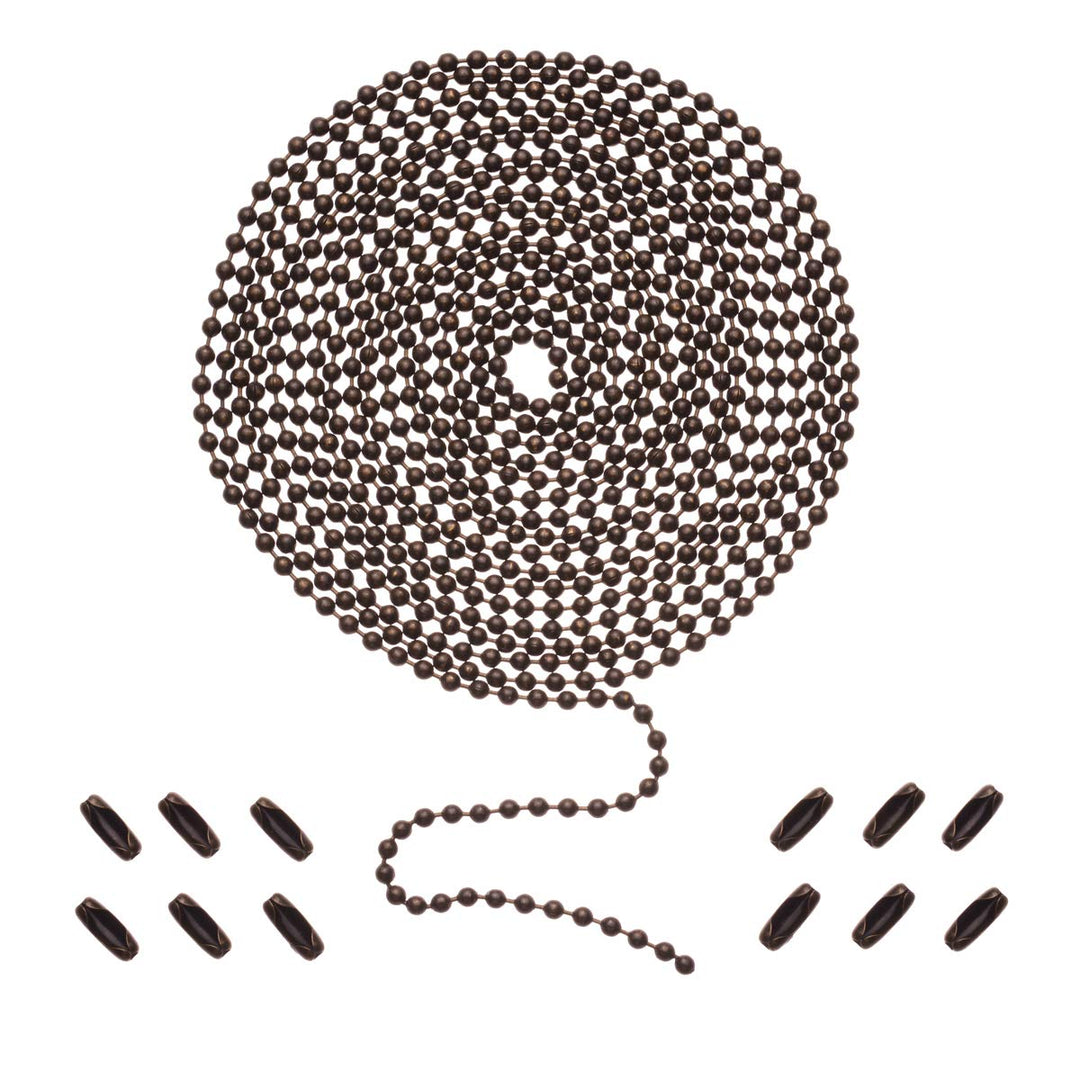 Ceiling Fan Pull Chain, 120 Rust Proof Copper 3mm Beaded Extension Chains with 12 Matching Connectors, Bronze