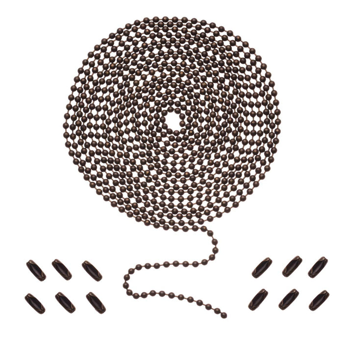 Ceiling Fan Pull Chain, 120 Rust Proof Copper 3mm Beaded Extension Chains with 12 Matching Connectors, Bronze