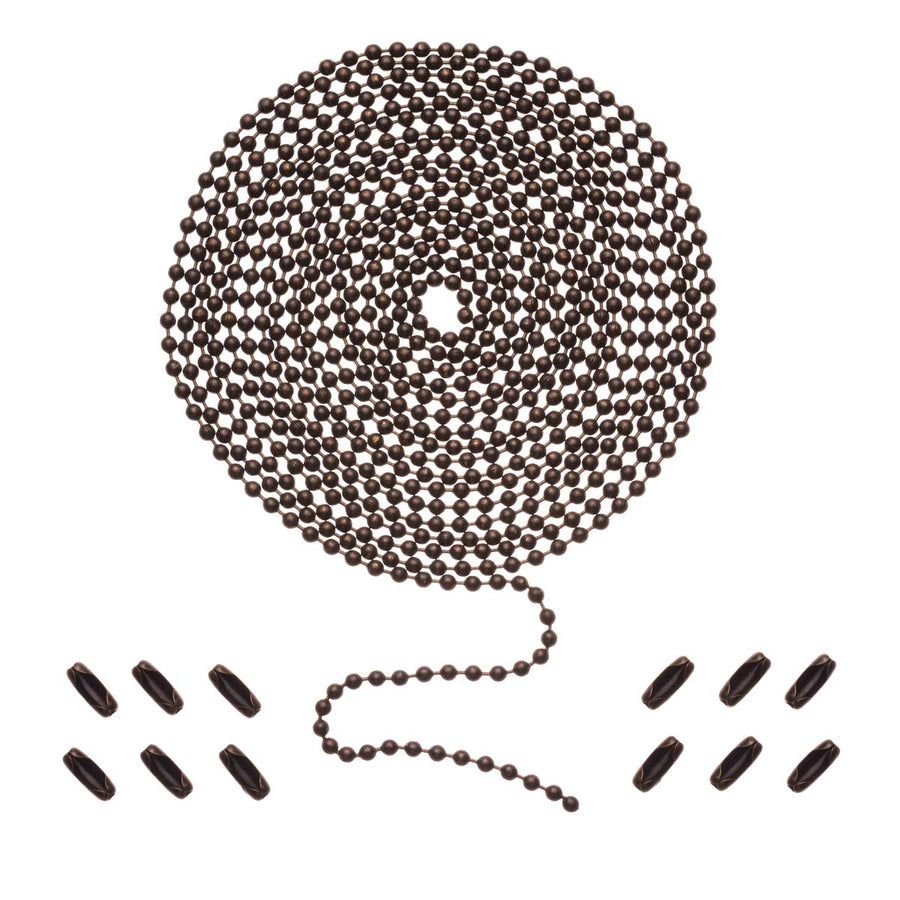 Ceiling Fan Pull Chain, 120 Rust Proof Copper 3mm Beaded Extension Chains with 12 Matching Connectors, Bronze