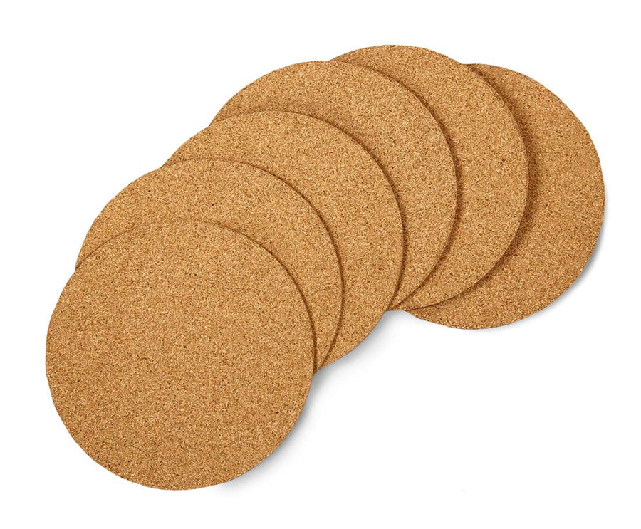 Products Natural Cork Coasters - 3mm Eco Friendly Absorbent Saucers for Coffee, Cups, Wine & Drink Glasses, - 6”, Set of 6