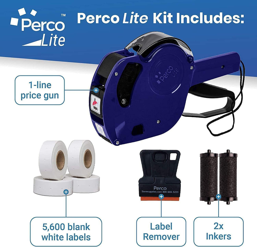 Lite 1 Line Price Gun with Labels Kit - Includes 5,000 Blank White Labels, 2 Ink Rollers, 1 Ink roll and Labels Pre-Loaded