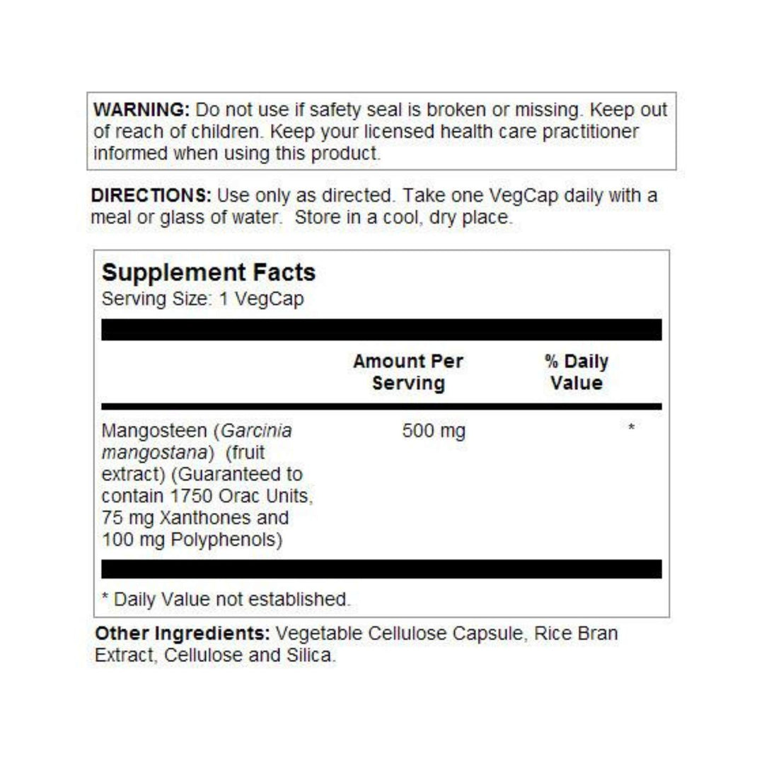 Guaranteed Potency Mangosteen Peel Extract 500mg | 60 Veg Caps
