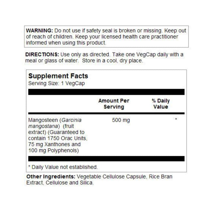 Guaranteed Potency Mangosteen Peel Extract 500mg | 60 Veg Caps