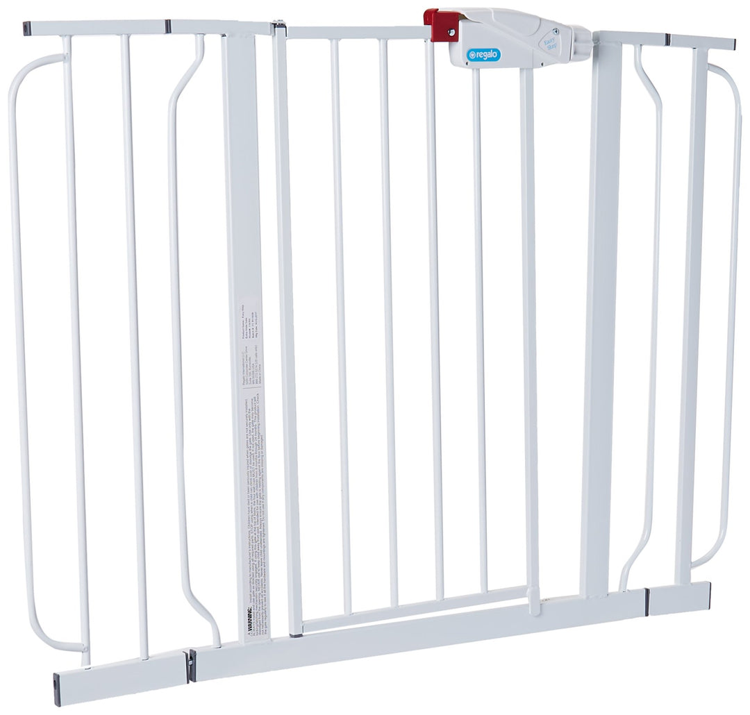 Easy Step Extra Wide Baby Gate, Includes 4-Inch and 4-Inch Extension Kits, 4 Pack of Pressure Mounts Kit and 4 Pack of Wall Mount Kit