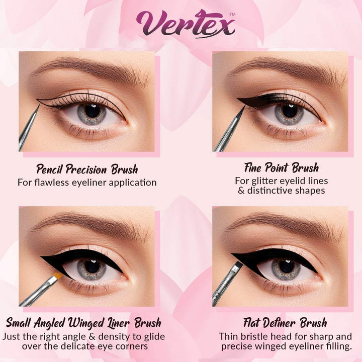 Eyeliner Brush Set : Small Angled Eyeliner Brushes Set BEST SELLER -Pencil Brush - Fine Point Star Beauty Premium Brushes For Precision Gel Eye Liner Makeup PERFECT Winged Eyeliner Brush Control