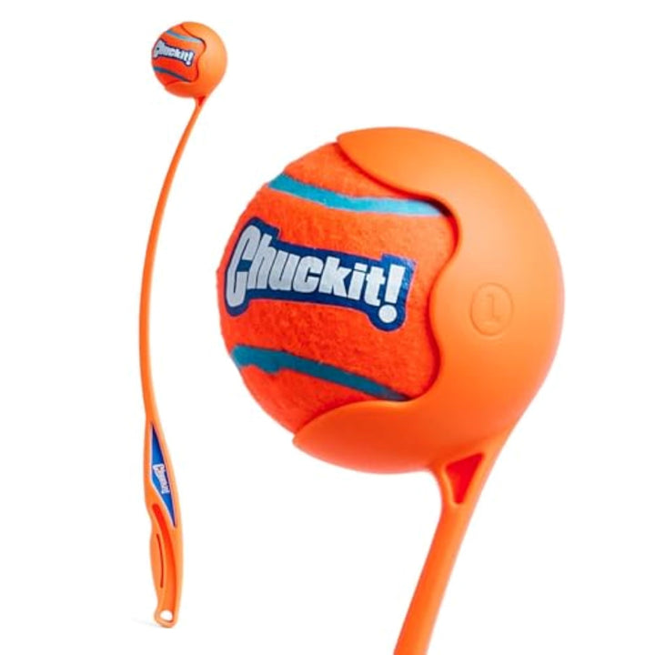 Sport 26L Dog Ball Launcher - Includes a 3-inch Diameter Large Ball for Dogs 60-100 Pounds - Manual Thrower for Dog Balls With a Slim Ergonomic Handle - 26-inch Length