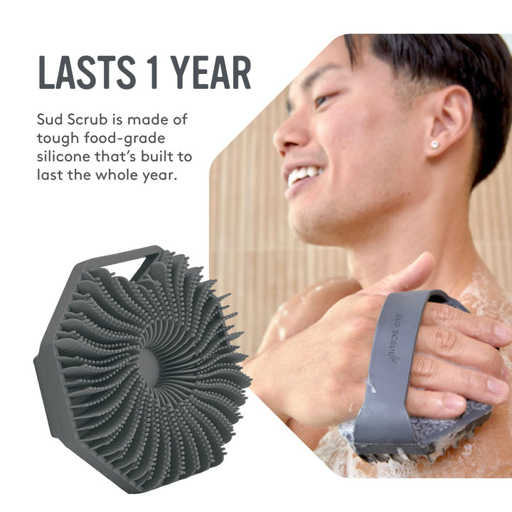 ® Antimicrobial Silicone Body Scrubber, Exfoliating Body Scrubber for Sensitive Skin, Eco Friendly Shower Scrubber for Body, Silicone Body Brush for Showering, Charcoal