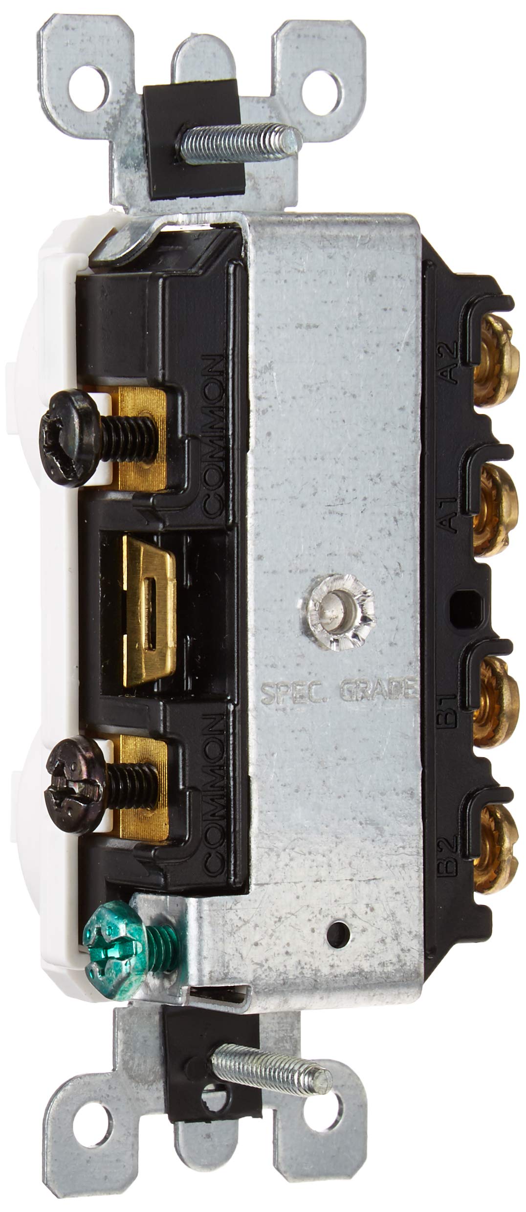 5243 15 Amp, 120/277 Volt, Duplex Style Two 3-Way Combination Switch, Commercial Grade, White