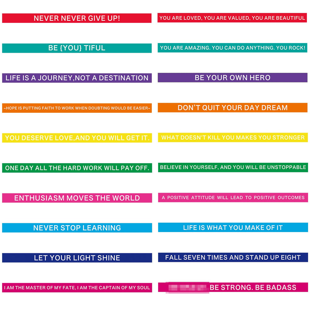 60 Pieces Inspirational Rubber Bracelet Motivational Quote Silicone Bracelets 20 Styles Black Stretch Wristbands for Men Women Teens (Bright Colors)