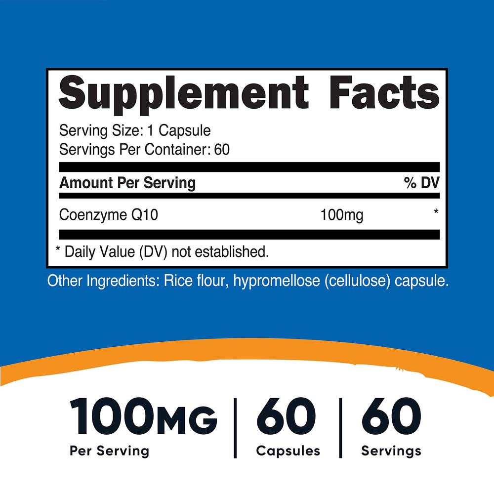 CoQ10 100mg, 60 Vegetarian Capsules, 60 Servings - Coenzyme Q10