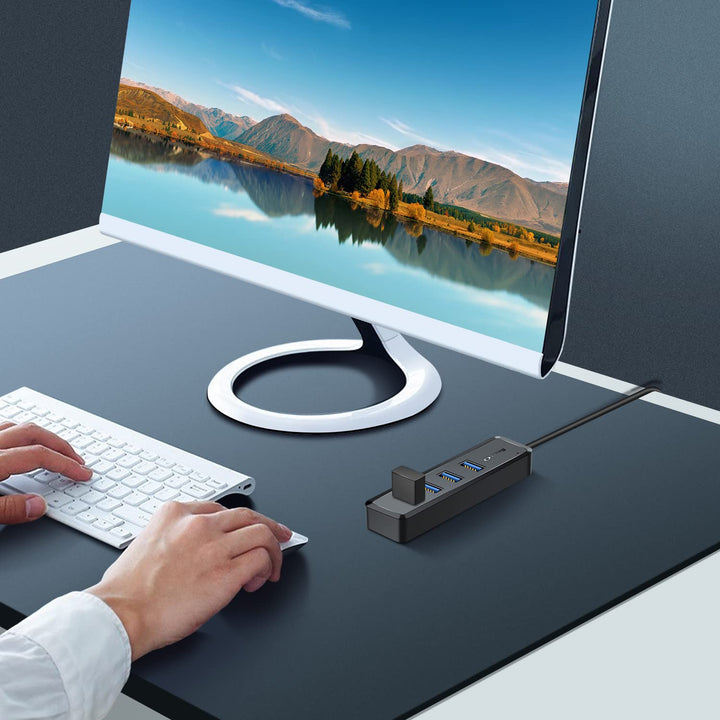H302S USB 3.0 Hub for Laptop with 2ft Long Cable, Multi Port Expander, Fast Data Transfer USB Splitter Compatible with Windows PC, Mac, Printer, Mobile HDD