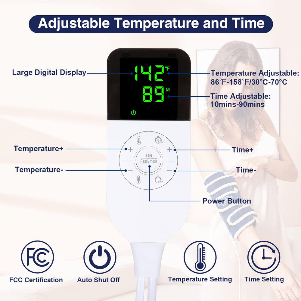 ALDIOUS Electric Heating Pad for elbow hand, Ergonomic Heated elbow hand Wrap Pad with Auto Shut Off, 10-90 min & 86-158Setting, Thermal Dry Heat Therapy for Pain Relief, 5s Fast-Heating, 19.3*9.5in