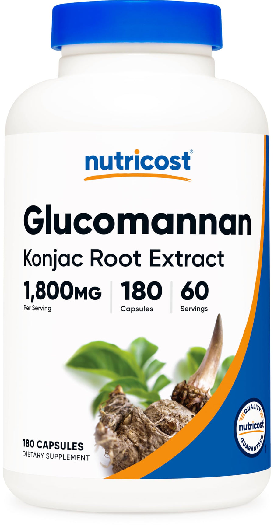 Glucomannan 1,800mg Per Serving, 180 Capsules - Natural Fiber Source, Non-GMO, Gluten Free