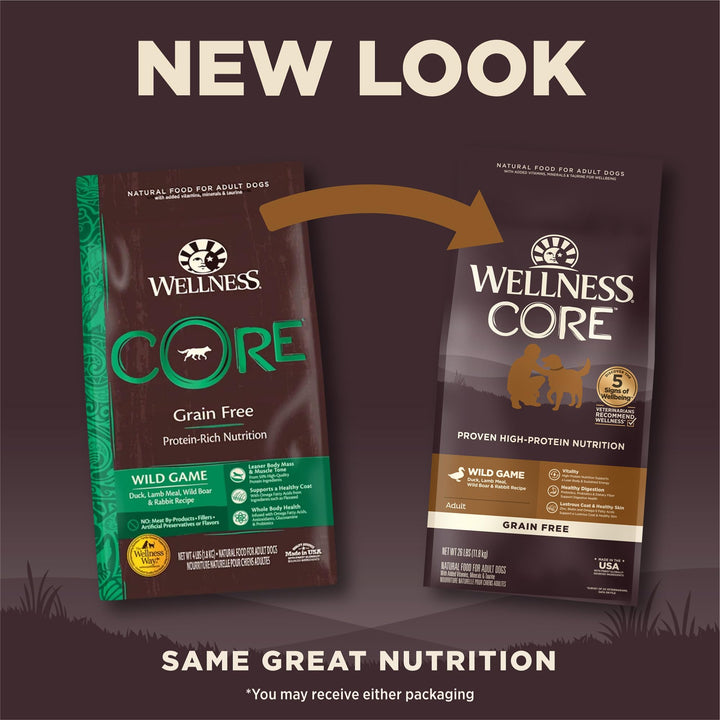 CORE Dry Dog Food, Grain-Free, High Protein, Natural, Wild Game Duck, Lamb, Wild Boar, & Rabbit Recipe, (26-Pound Bag)