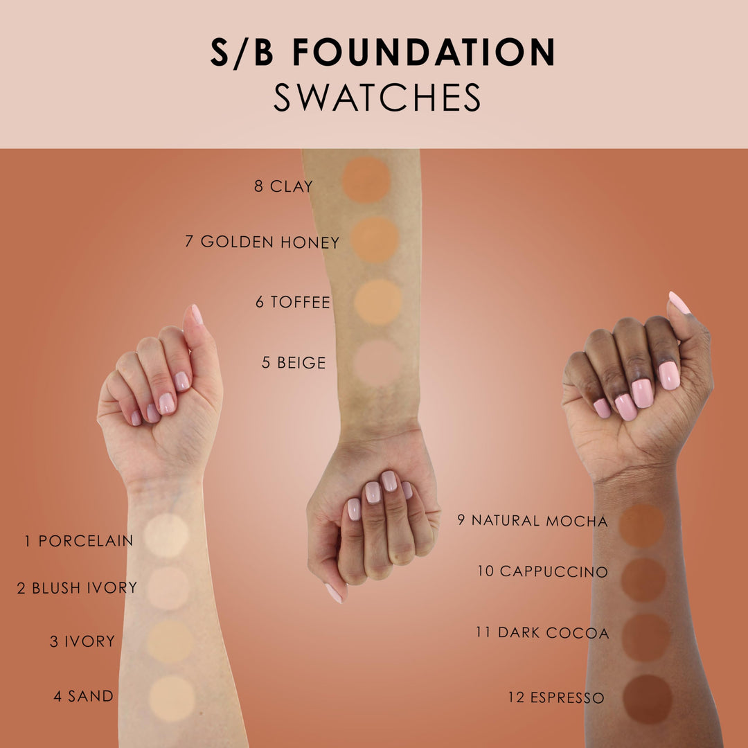 S/B Silicone-Based Airbrush Foundation: Professional Long-Wear Liquid Makeup, Sheer To Full Coverage For A Hydrated, Healthy-Looking Glow & Luminous, Dewy Finish On All Skin Types, 009 Natural Mocha, 0.25 Fl Oz