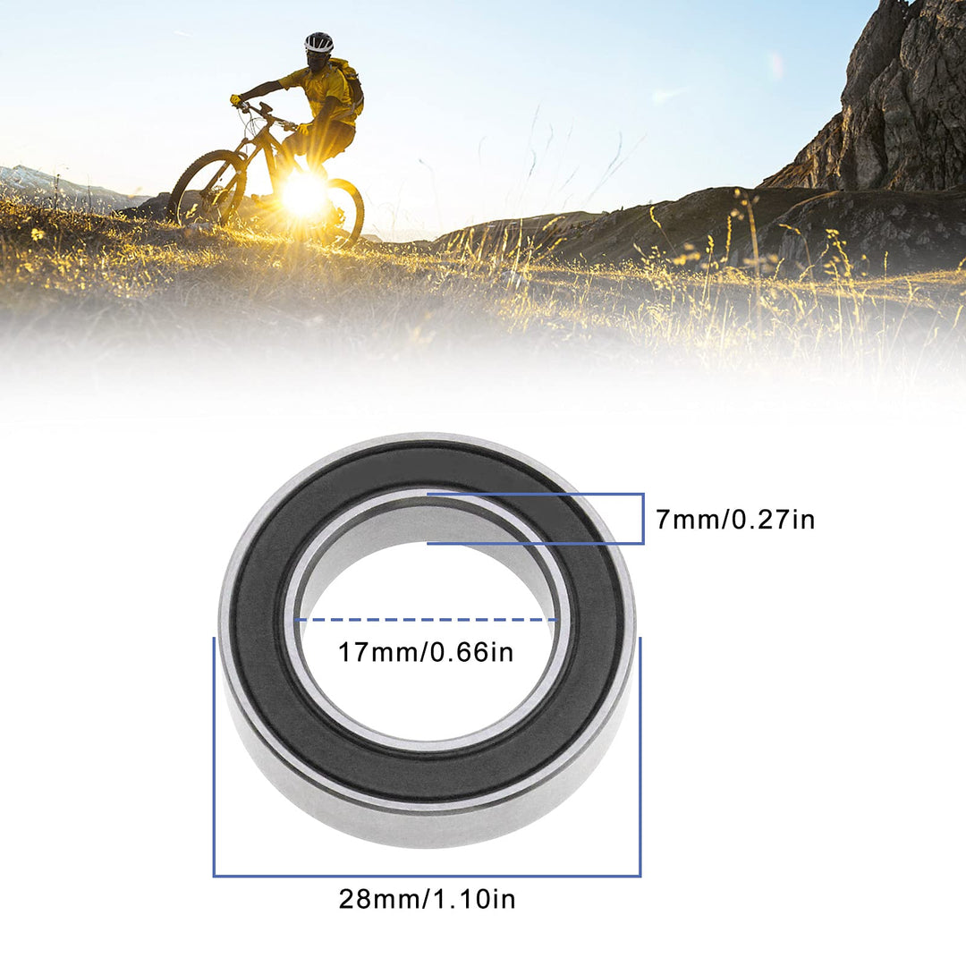 2Pcs 17287-2RS Deep Groove Ball Bearings 17x28x7mm Bearing Steel with Black Sealed Covers for Cycling MTB Mountain Road Bike