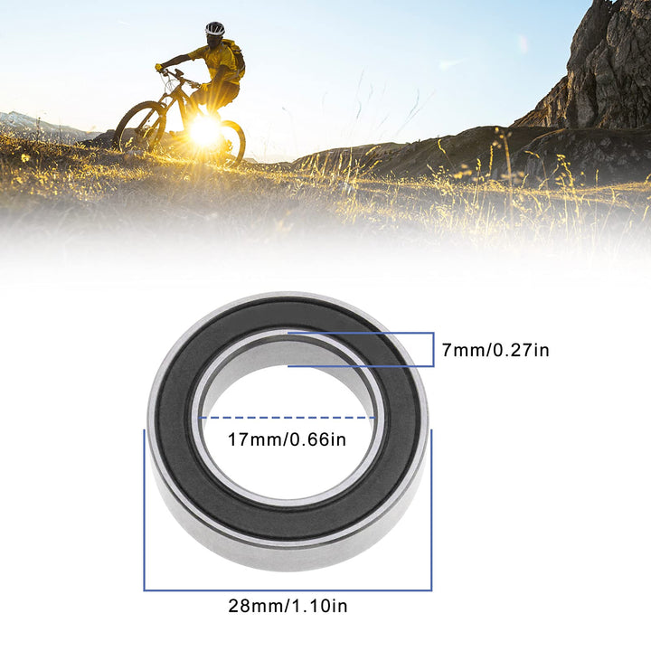 2Pcs 17287-2RS Deep Groove Ball Bearings 17x28x7mm Bearing Steel with Black Sealed Covers for Cycling MTB Mountain Road Bike