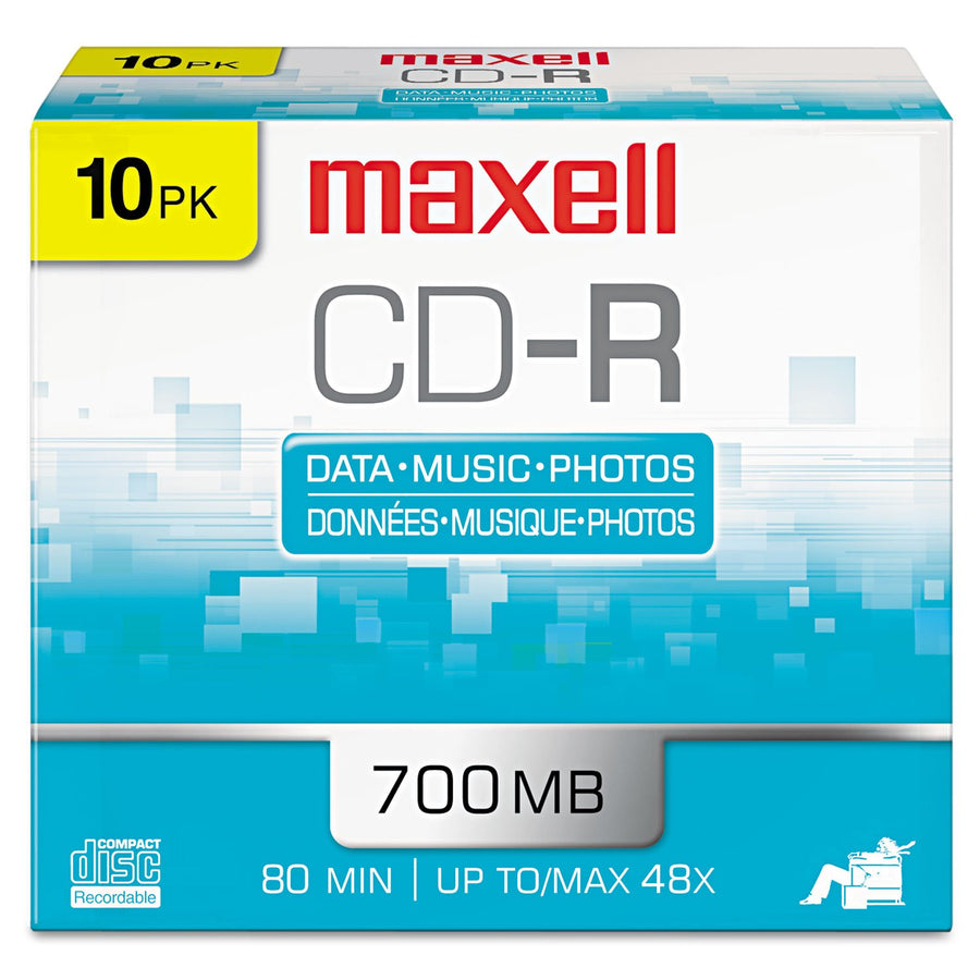 648210 CD-R Discs, 700MB/80min, 48x, w/Slim Jewel Cases, Silver, 10/Pack