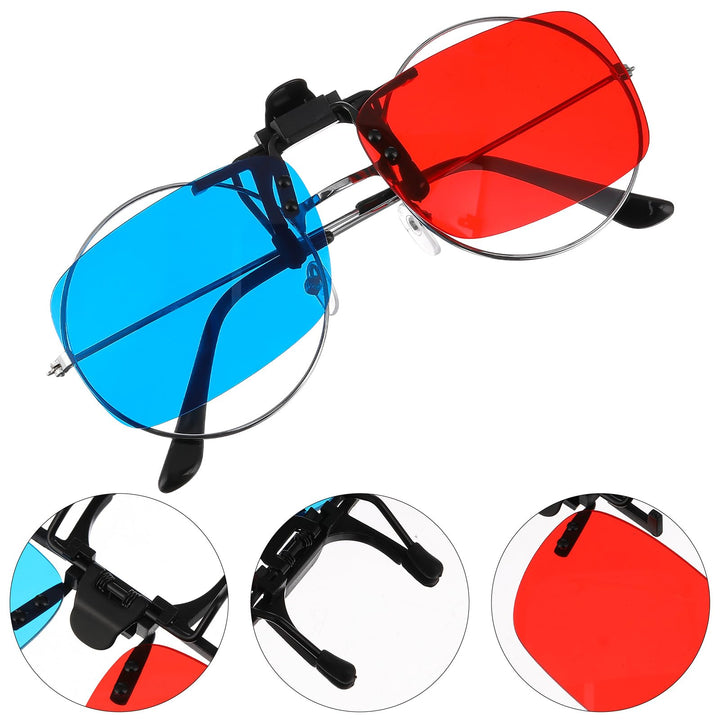 Artibetter Red Blue 3D Clip on Glasses for 3D TV Cinema Films DVD Viewing Home Movies (Without Glass Frame)