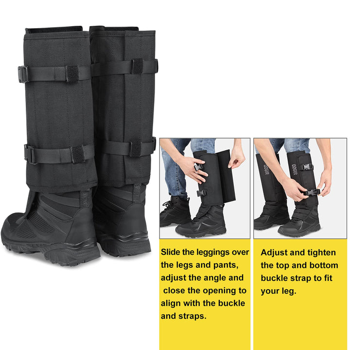 Snake Gaiters for Hunting: Durable Snake Guards, Snake Gaiter Leggings for Men & Women, Snake Bite Protection for Lower Legs, Snake Proof Gaiters with Adjustable Size(Black)