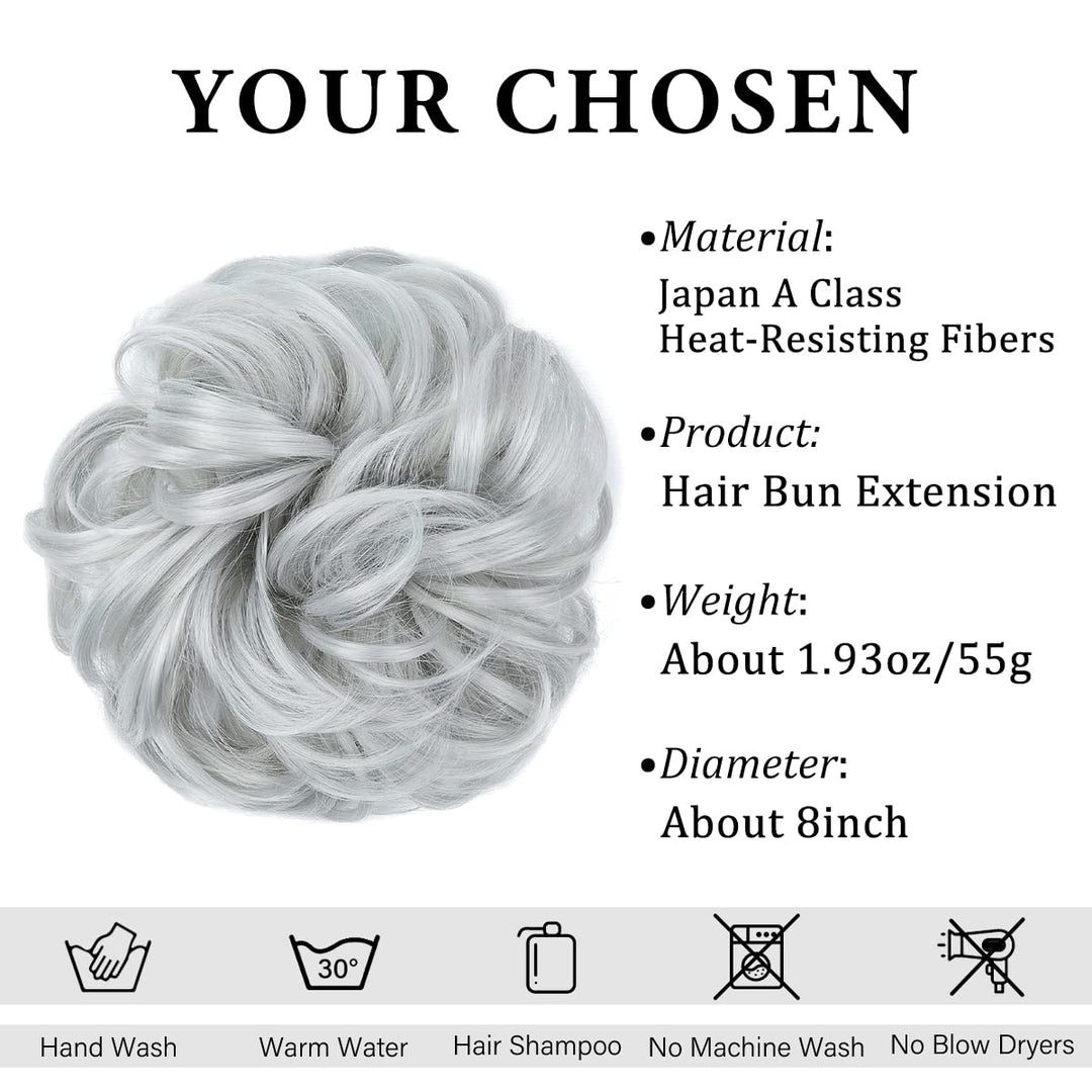 Large Messy Bun Hair Piece Wavy Curly Scrunchies Synthetic Chignon Ponytail Hair Extensions Thick Updo Hairpieces for Women