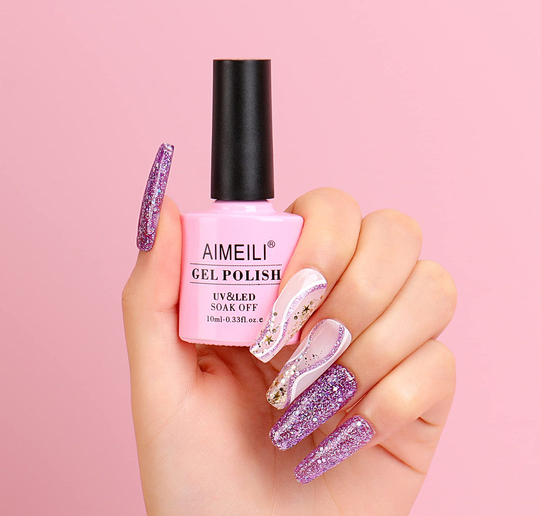 Shellac Soak Off UV LED Gel Nail Polish - Princess (049) Glitter 10ml