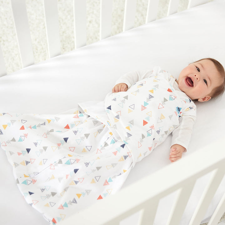 Sleepsack 3-Way Adjustable Baby Swaddle, 100% Cotton - Neutral Triangles, Newborn