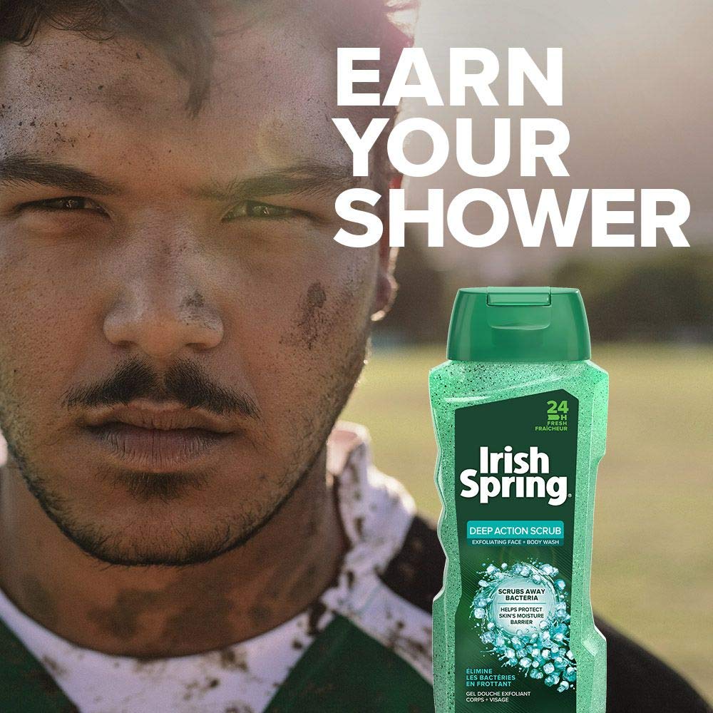 Exfoliating Men's Body Wash Shower Gel, Deep Action Scrub - 18 fluid ounce (4 Pack)