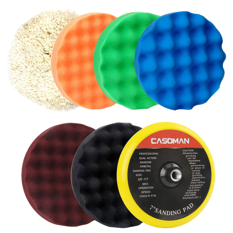 7-Inch Buffing and Polishing Pad Kit, 7 Pieces 7 Polishing Sponge, Waxing Buffing Pad Kit