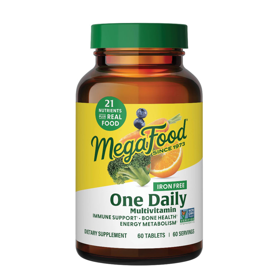One Daily Iron Free Multivitamin - Multivitamin for Women and Men - with Real Food - Immune Support Supplement - Bone Health - Energy Metabolism - Vegetarian; Non-GMO; No Iron - 60 Tablets