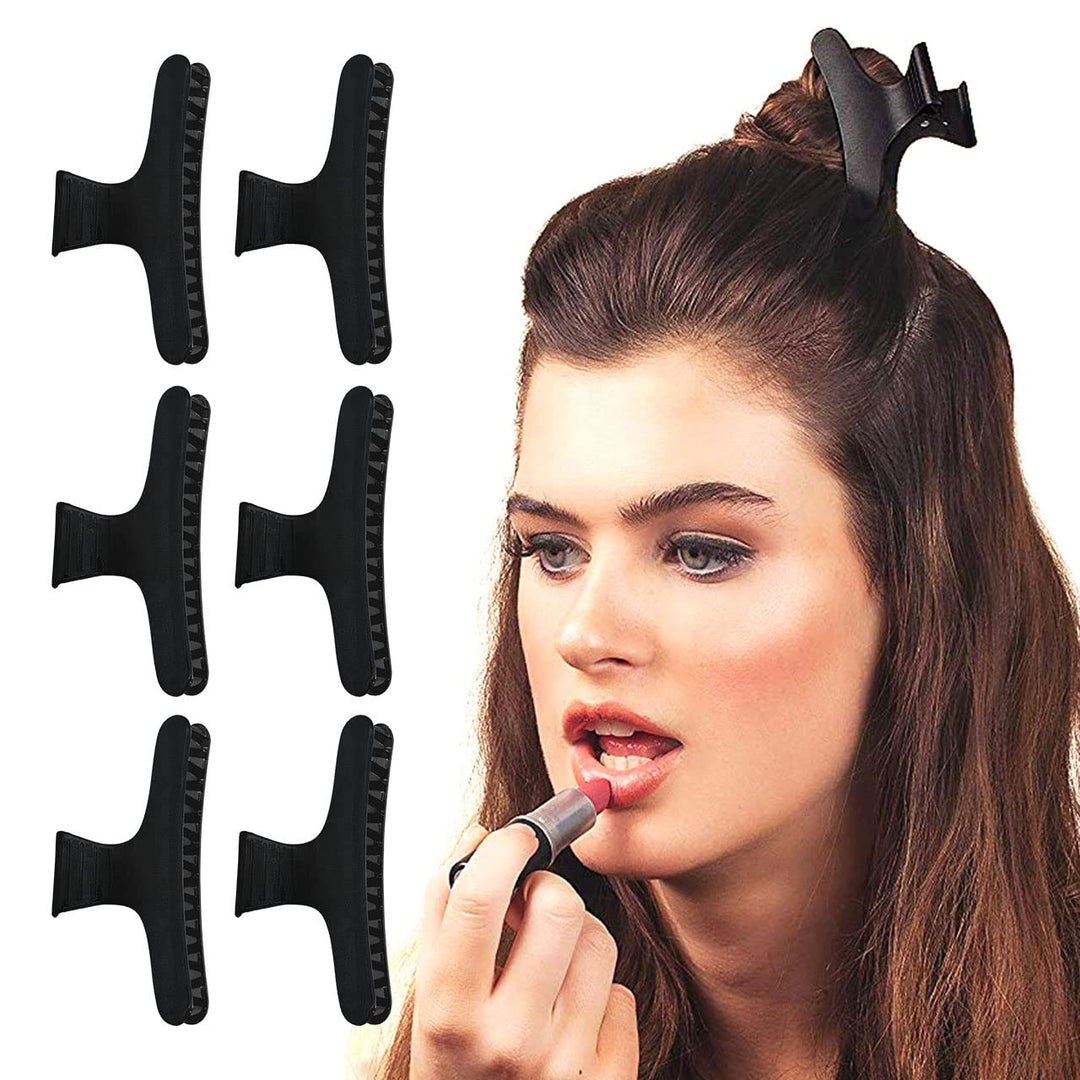 Kitsch Pro Butterfly Hair Clamps, Professional Strength, Salon Style Hair Clips for Styling, Sectioning, Cutting and Coloring, 6 Count (Black)