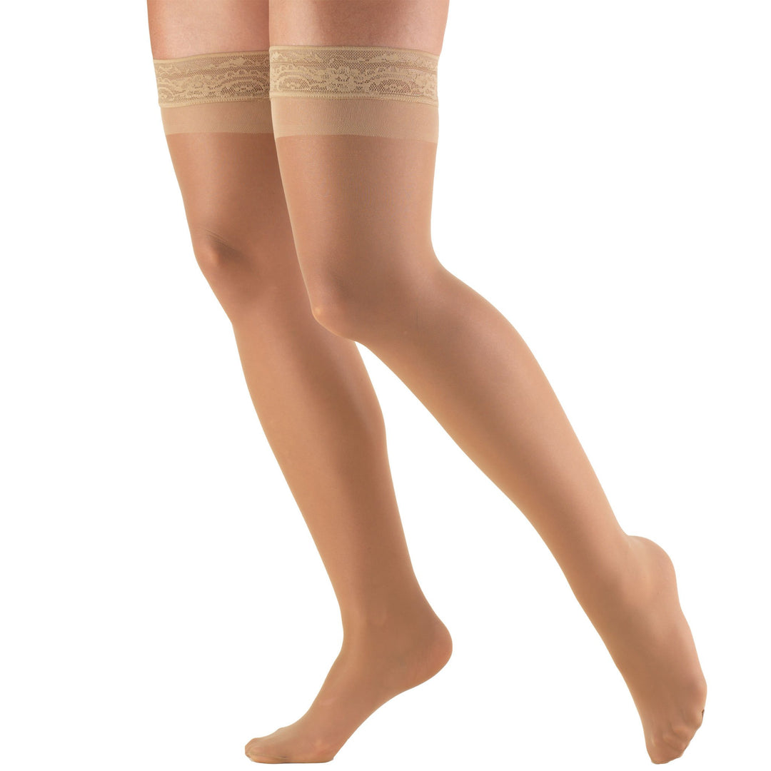 Truform Women's 8-15 mmHg Sheer Thigh High Compression Stockings, Beige, X-Large