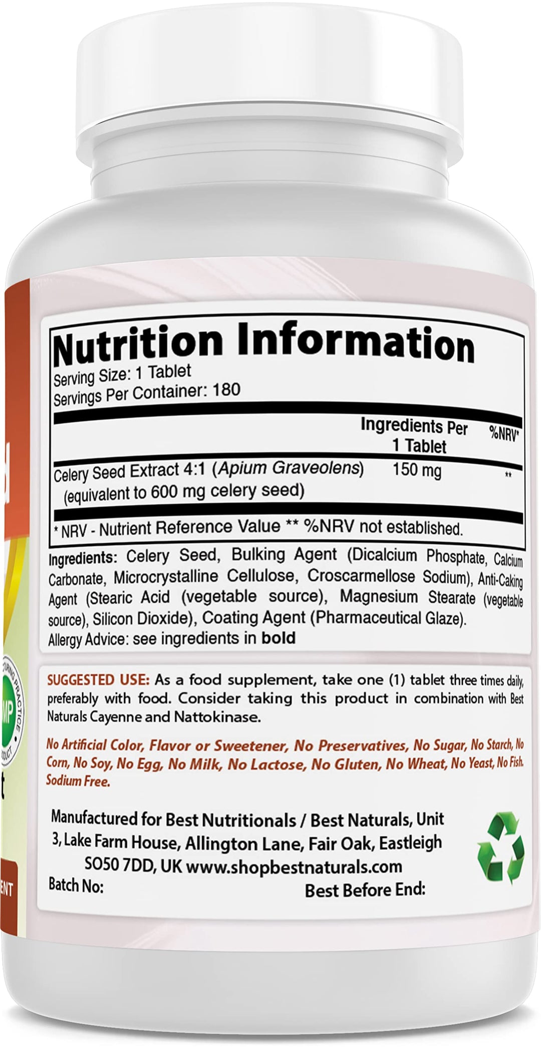 Celery Seed 600 Mg Tablet, 180 Count (817716014401)
