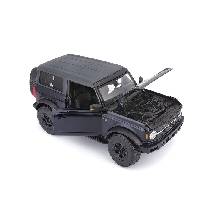 2021 Ford Bronco Wildtrak Dark Blue Metallic with Dark Gray Top Special Edition 1/18 Diecast Model Car
