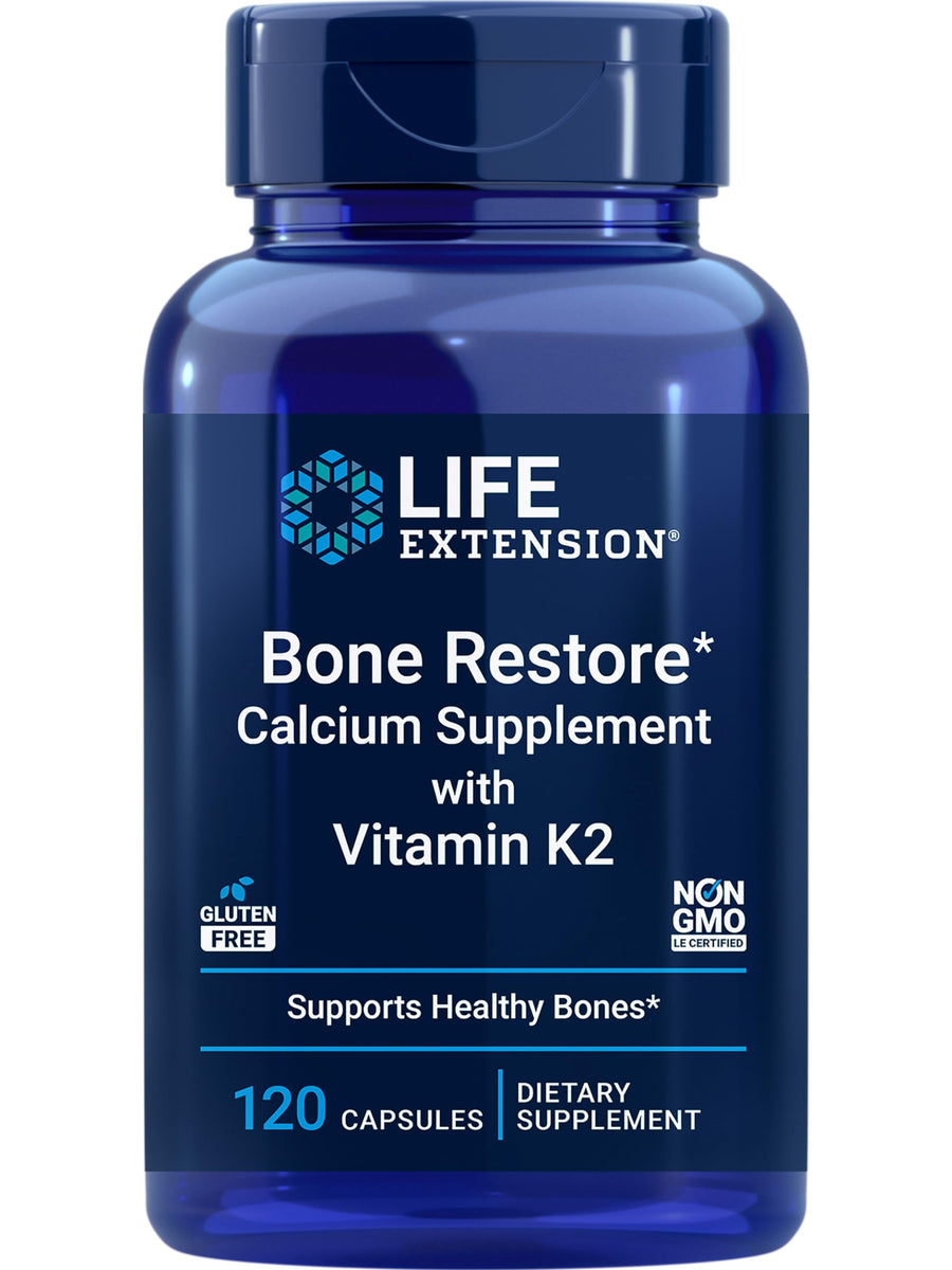 Bone Restore + Vitamin K2 Vitamins & Minerals Maintain Bone Health & Strength - Fortifying Nutrients Calcium, D3 & Important Bone Building Minerals - Non-GMO, Gluten-Free -120 Capsules