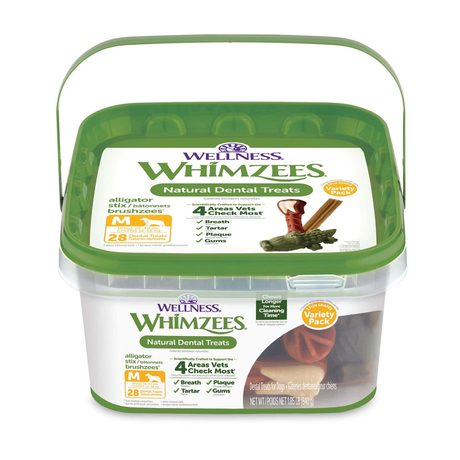 Wellness Variety Pack Dog Dental Treats, Natural Chews, Medium Size, (28 Count)