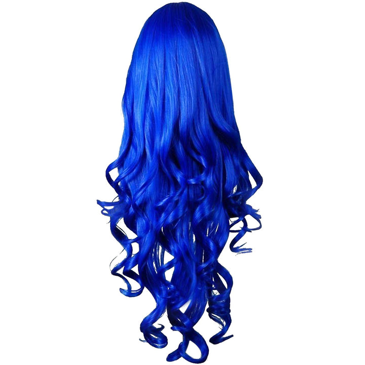 32 Long Hair Heat Resistant Spiral Curly Cosplay Wig Dark Blue