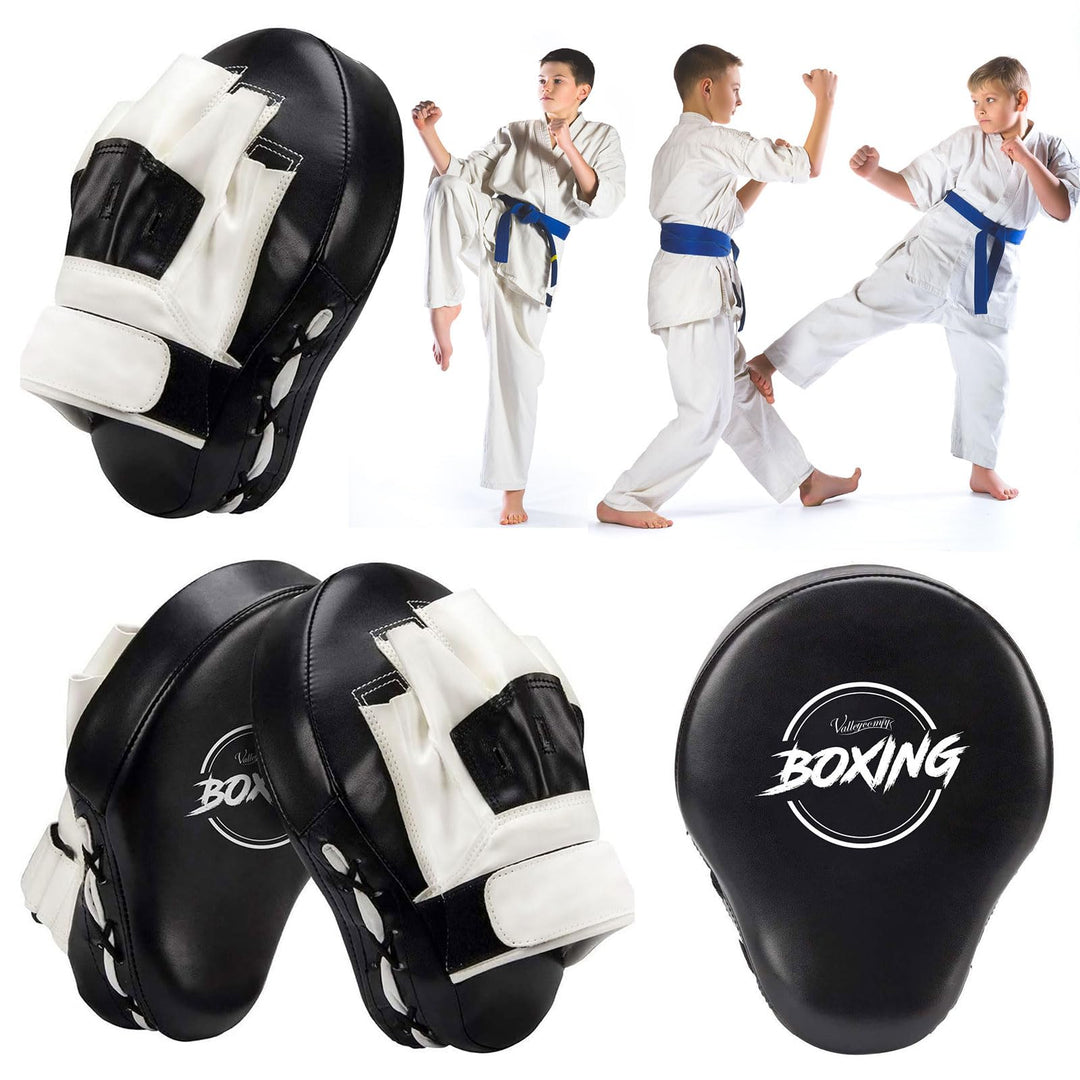 Boxing Curved Focus Punching Mitts- Leatherette Training Hand Pads,Ideal for Karate, Muay Thai Kick, Sparring, Dojo, Martial Arts