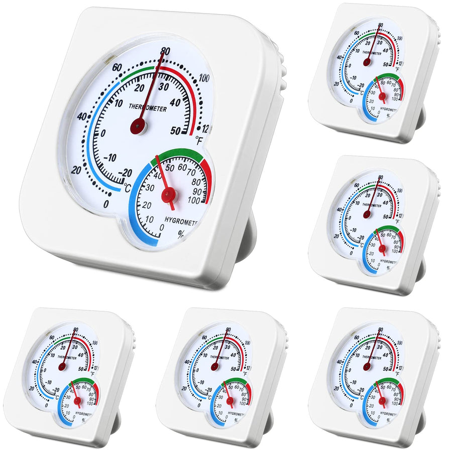 6 Pcs Indoor Thermometer and Humidity Gauge Indoor Mini Thermometer Hygrometer Temperature Humidity Meter Temperature and Humidity Monitor with Pointers for Home, Kitchen, Planting Room