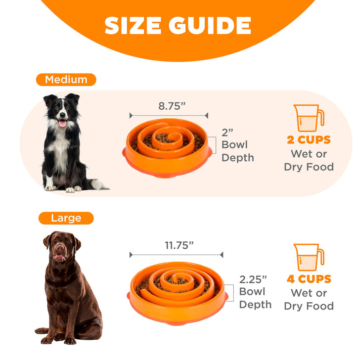 Fun Feeder Slow Bowl in Orange Plastic for Dogs