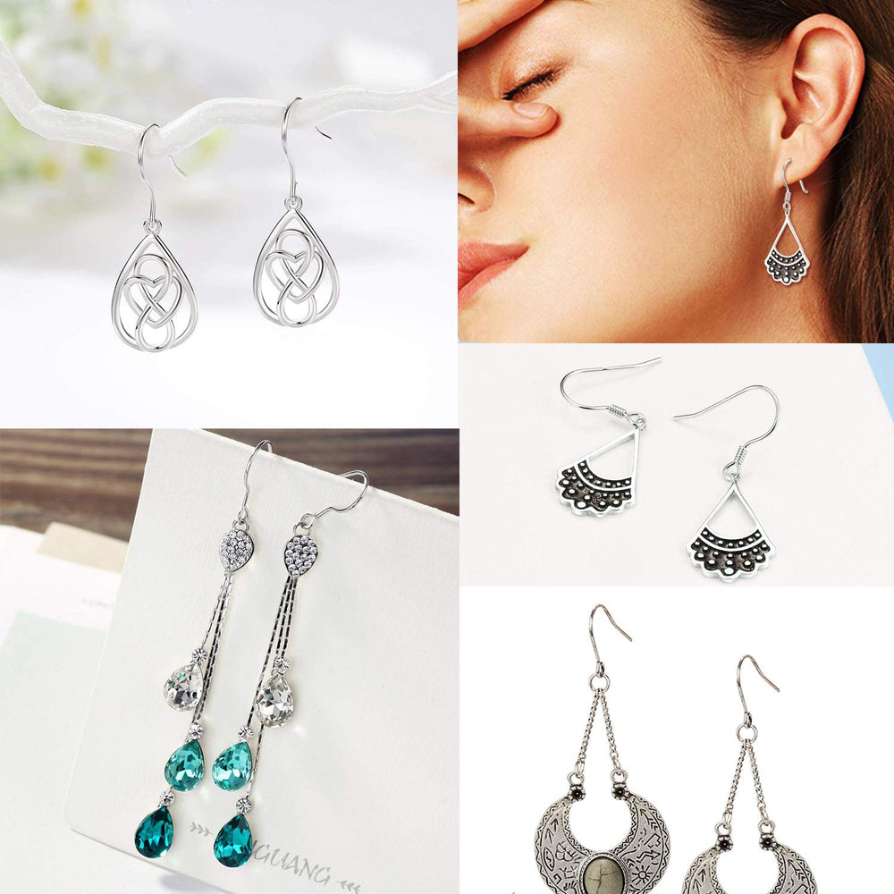 200 PCS Silver Earing Hooks Silver Plated Hypoallergenic Ear Wires for DIY Jewelry Findings Jewelry Making Kit