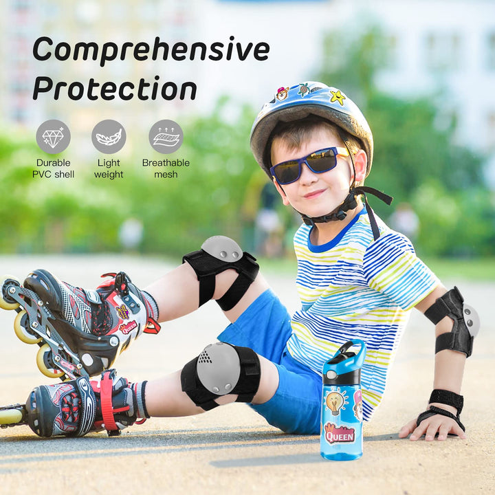 Kids Protective Gear Knee Pads Elbow Pads for Kids, Toddler Knee Pads and Elbow Pads Set Wrist Guards for Roller Skate Biking, Riding, Cycling Skating Scooter