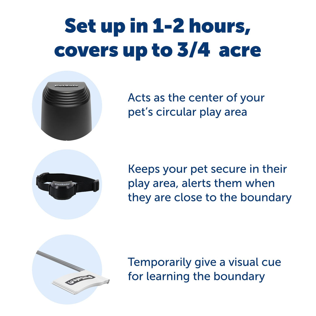 Stay & Play Compact Wireless Pet Fence for Dogs, No Wire Circular Boundary, Secure up to 3/4 Acre, No-Dig and Portable for Travel, for Dogs 5lb & up, from Parent Company Invisible Fence Brand