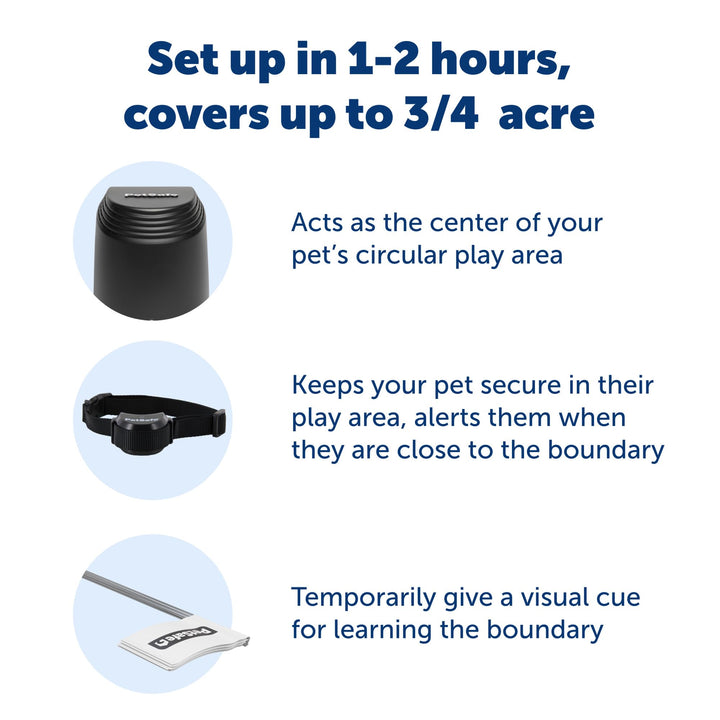 Stay & Play Compact Wireless Pet Fence for Dogs, No Wire Circular Boundary, Secure up to 3/4 Acre, No-Dig and Portable for Travel, for Dogs 5lb & up, from Parent Company Invisible Fence Brand