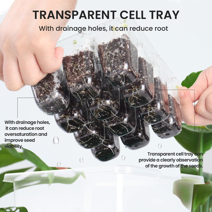 10-Pack Seed Trays Seedling Starter Tray (12 Cells per Tray) Humidity Adjustable Plant Starter Kit with Dome and Base Greenhouse Grow Trays for Seeds Growing Starting