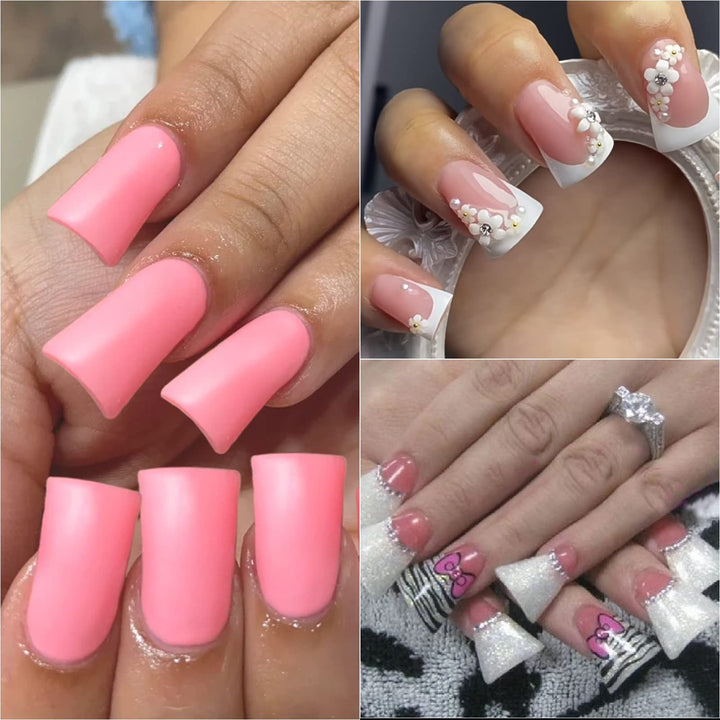 500 pcs Natural Color Duck Feet Style Nail Tips Wide French False Nail Tips Acrylic Nail by enForten